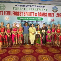 Award for our contribution towards Environmental Awareness through Arts. Government of Telangana, Forest Department Government of Telangana, Forest Department